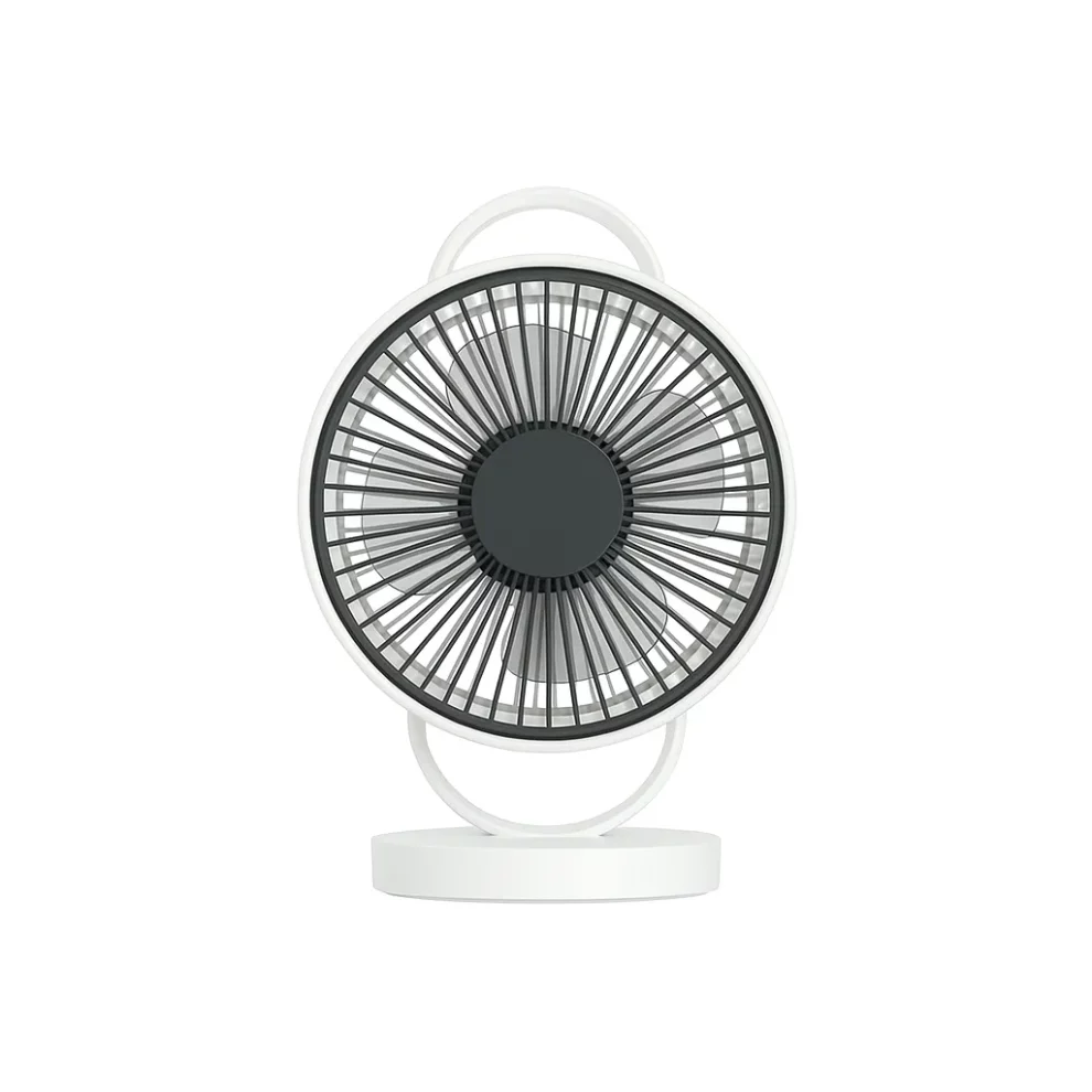 YAGE YG-7999N Rechargeable 8-Inch 360° Rotation Fan with LED Light – White Color